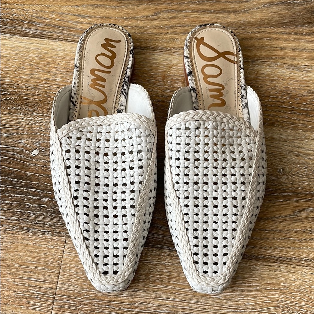 Sam Edelman Elva White Woven Mule